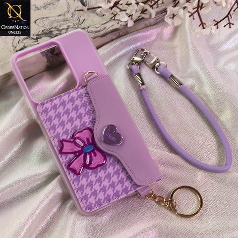 Vivo Y36 5G Cover - Purple - New & Luxury Elegant Phone Case with Wallet Pocket & Shoulder Strap