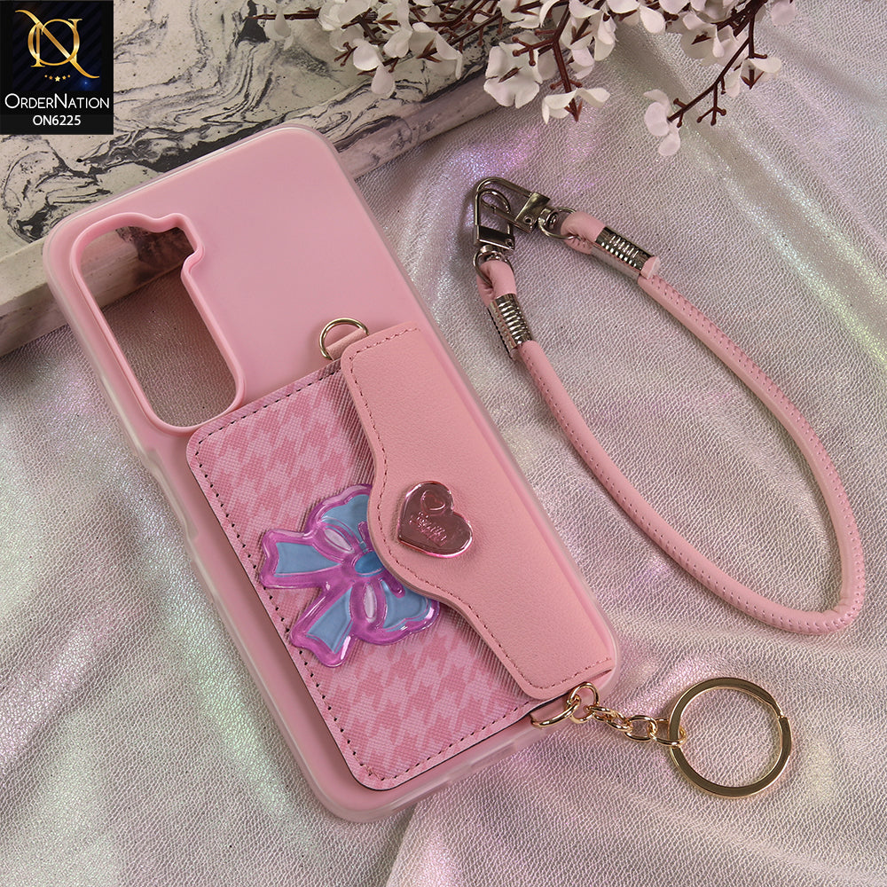 Vivo Y400 4G Cover - Light Pink - New & Luxury Elegant Phone Case with Wallet Pocket & Shoulder Strap