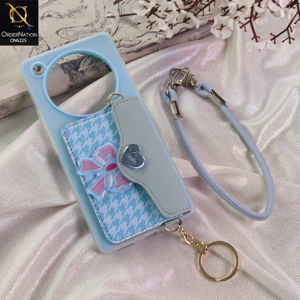 Infinix Zero 40 4G Cover - Blue - New & Luxury Elegant Phone Case with Wallet Pocket & Shoulder Strap