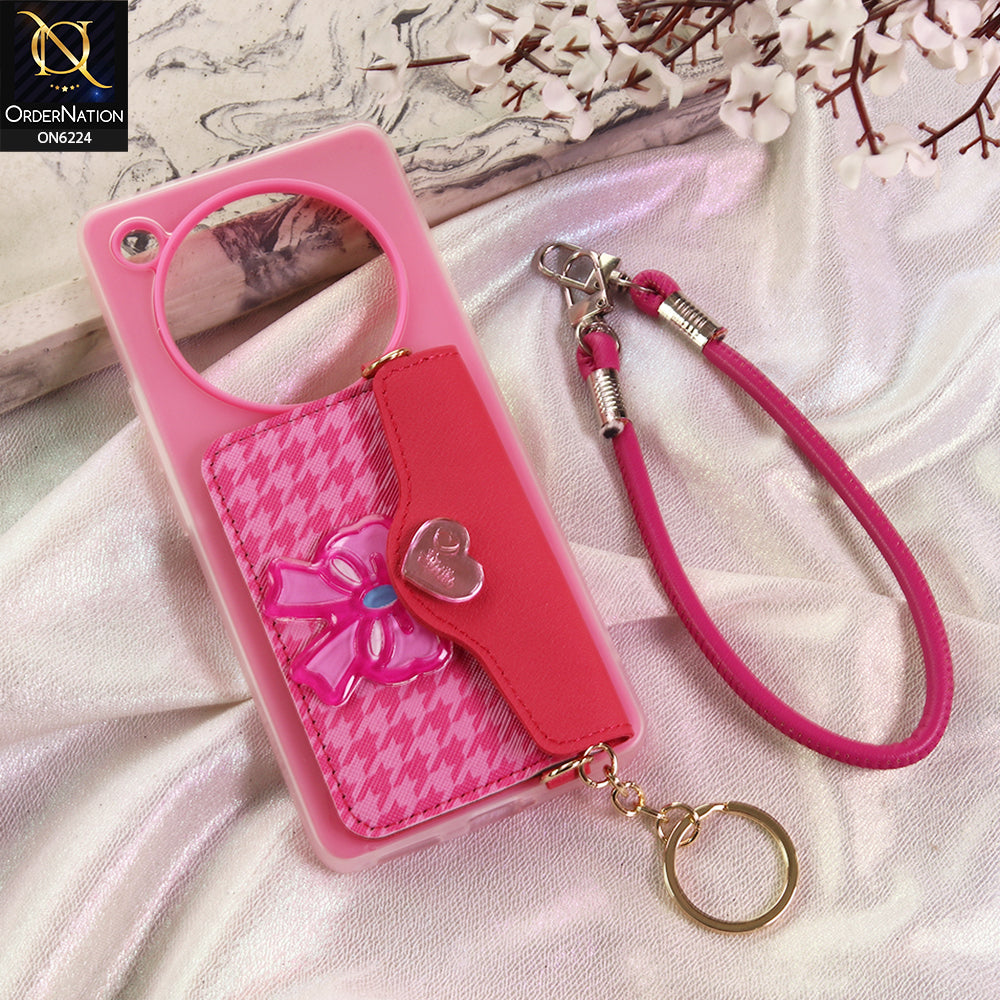 Infinix Zero 40 4G Cover - Dark Pink - New & Luxury Elegant Phone Case with Wallet Pocket & Shoulder Strap