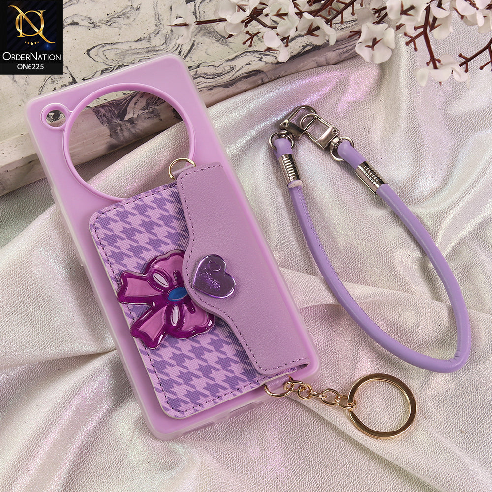 Infinix Zero 40 4G Cover - Purple - New & Luxury Elegant Phone Case with Wallet Pocket & Shoulder Strap