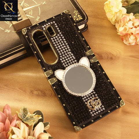 Tecno Camon 40 Pro Cover -  Black - New Glamorous Bling Phone Cover with Crystal Animal Design Ring Holder