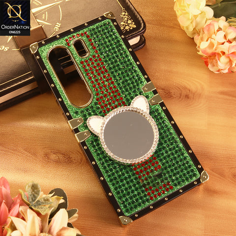 Tecno Camon 40 Pro Cover -  Green - New Glamorous Bling Phone Cover with Crystal Animal Design Ring Holder