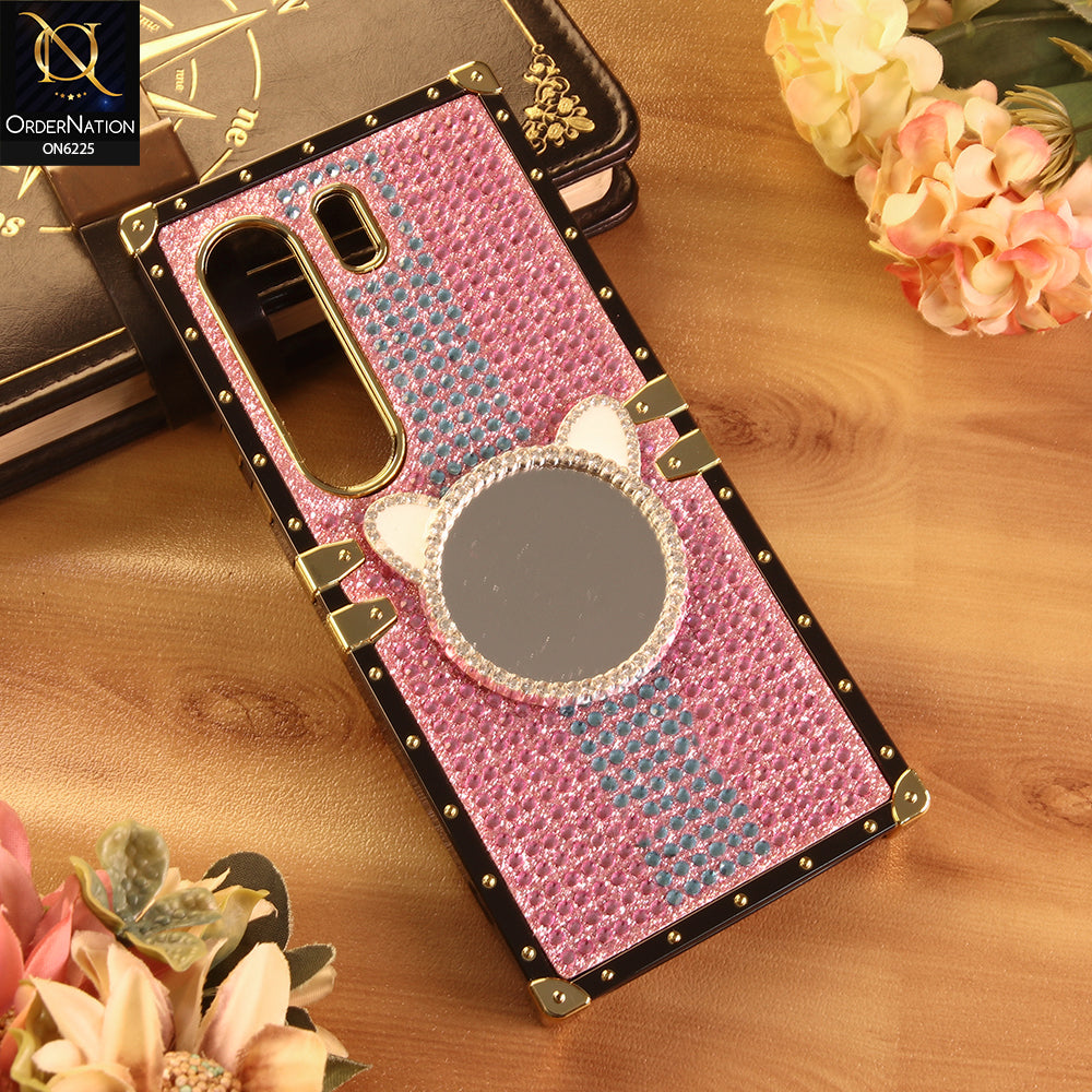Tecno Camon 40 Pro Cover -  Pink - New Glamorous Bling Phone Cover with Crystal Animal Design Ring Holder