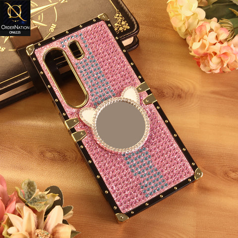 Tecno Camon 40 Pro Cover -  Pink - New Glamorous Bling Phone Cover with Crystal Animal Design Ring Holder