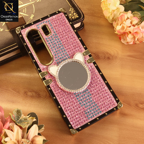 Tecno Camon 40 Pro Cover -  Pink - New Glamorous Bling Phone Cover with Crystal Animal Design Ring Holder