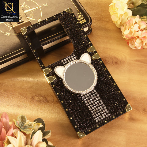 Infinix Hot 40 Cover -  Black - New Glamorous Bling Phone Cover with Crystal Animal Design Ring Holder