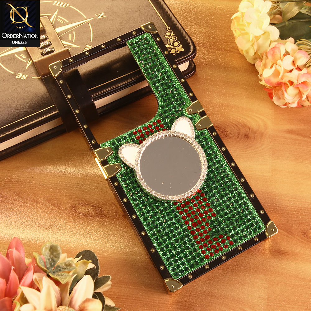 Infinix Hot 40 Pro Cover -  Green - New Glamorous Bling Phone Cover with Crystal Animal Design Ring Holder