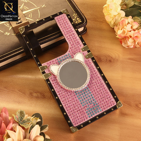 Infinix Hot 40 Cover -  Pink - New Glamorous Bling Phone Cover with Crystal Animal Design Ring Holder