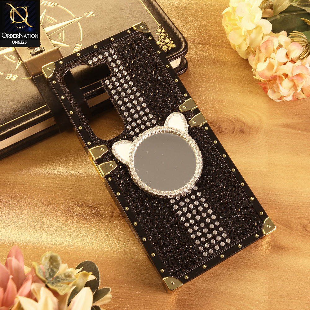 Infinix Hot 50 4G Cover -  Black - New Glamorous Bling Phone Cover with Crystal Animal Design Ring Holder
