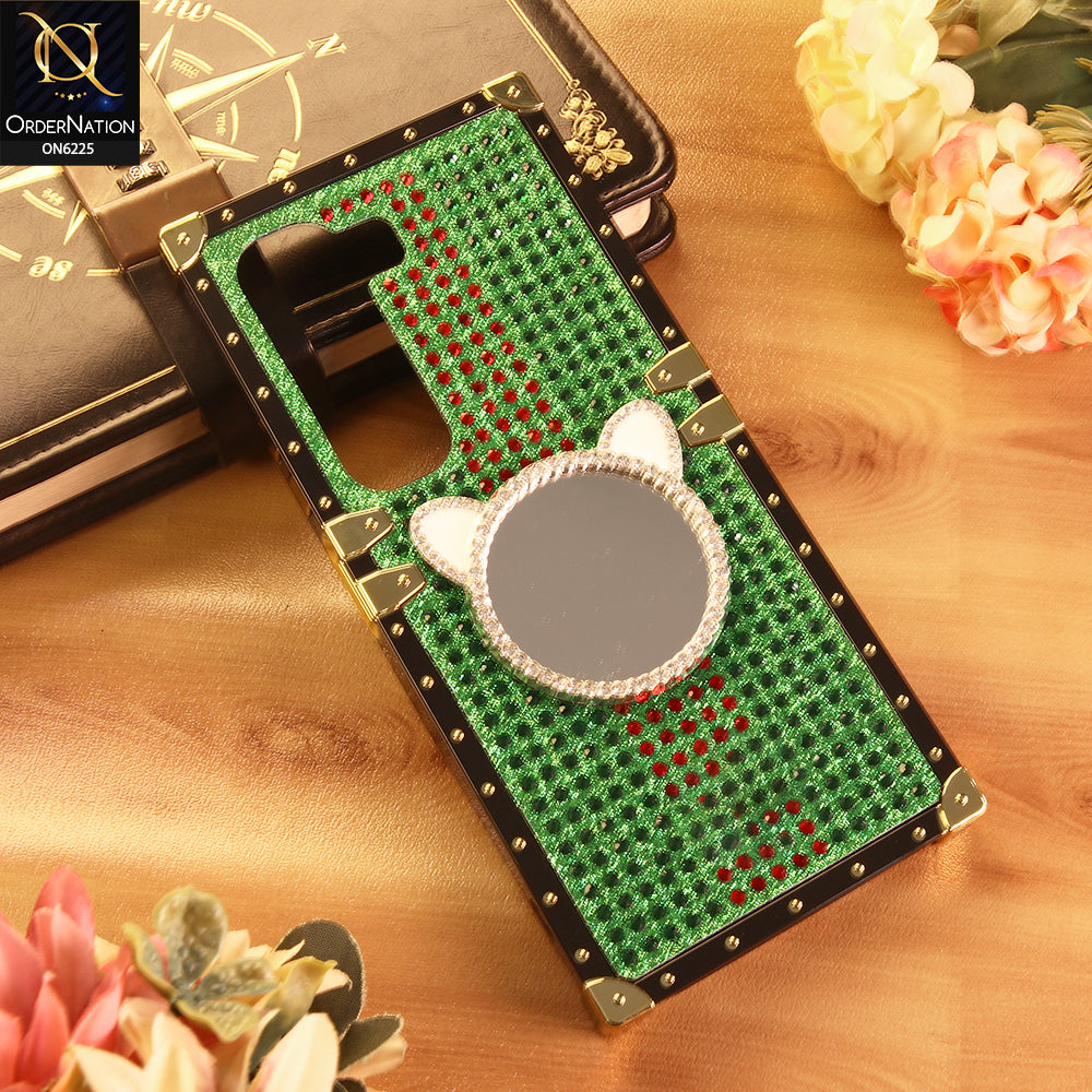 Infinix Hot 50 4G Cover -  Green - New Glamorous Bling Phone Cover with Crystal Animal Design Ring Holder