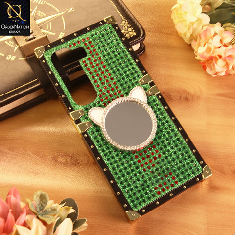 Infinix Hot 50 4G Cover -  Green - New Glamorous Bling Phone Cover with Crystal Animal Design Ring Holder