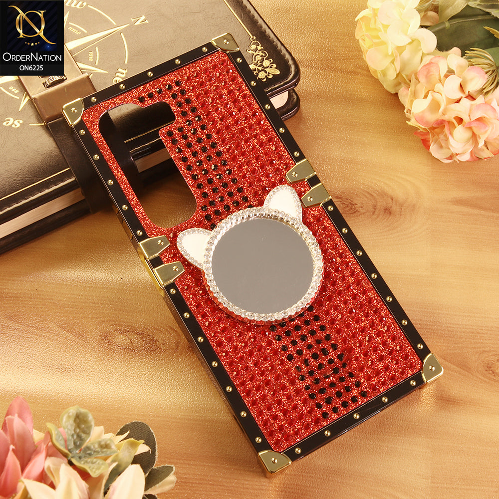 Infinix Hot 50 4G Cover -  Red - New Glamorous Bling Phone Cover with Crystal Animal Design Ring Holder