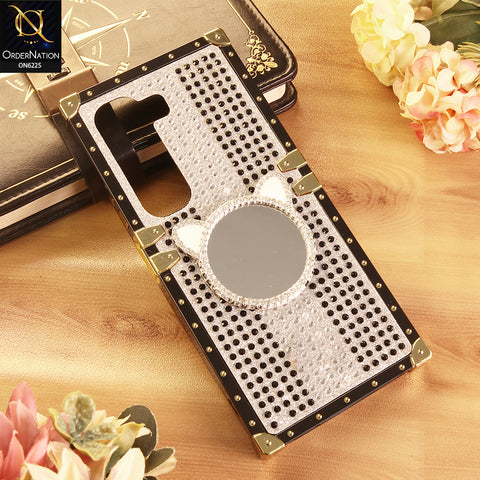 Infinix Hot 50 4G Cover -  White - New Glamorous Bling Phone Cover with Crystal Animal Design Ring Holder