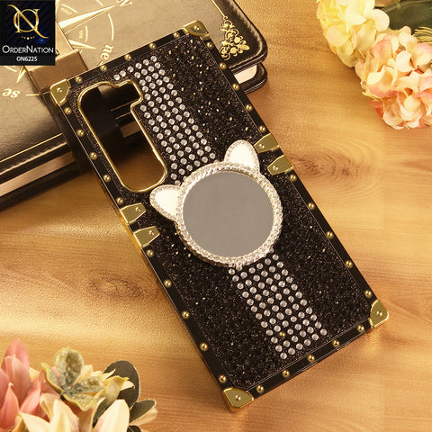 Infinix Hot 60 Pro Cover -  Black - New Glamorous Bling Phone Cover with Crystal Animal Design Ring Holder