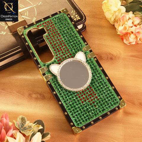Infinix Hot 60 Pro Cover -  Green - New Glamorous Bling Phone Cover with Crystal Animal Design Ring Holder