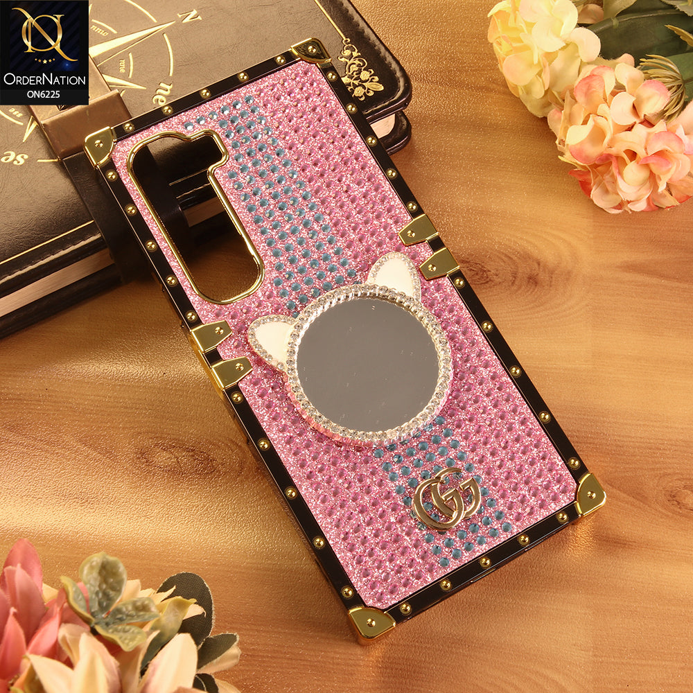 Infinix Hot 60 Cover -  Pink - New Glamorous Bling Phone Cover with Crystal Animal Design Ring Holder