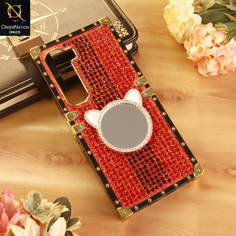 Infinix Hot 60i 4G Cover -  Red - New Glamorous Bling Phone Cover with Crystal Animal Design Ring Holder