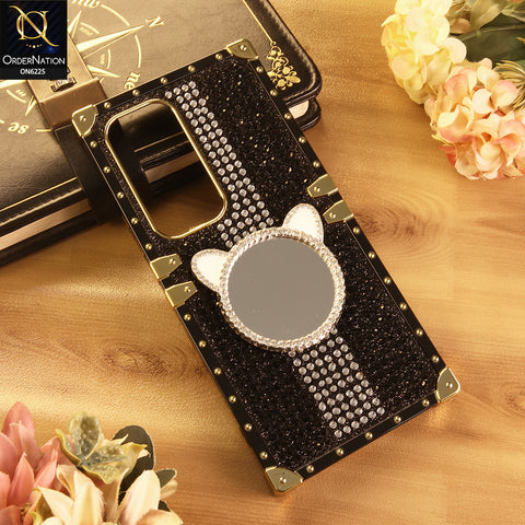 Infinix Hot 60 Pro Plus Cover -  Black - New Glamorous Bling Phone Cover with Crystal Animal Design Ring Holder