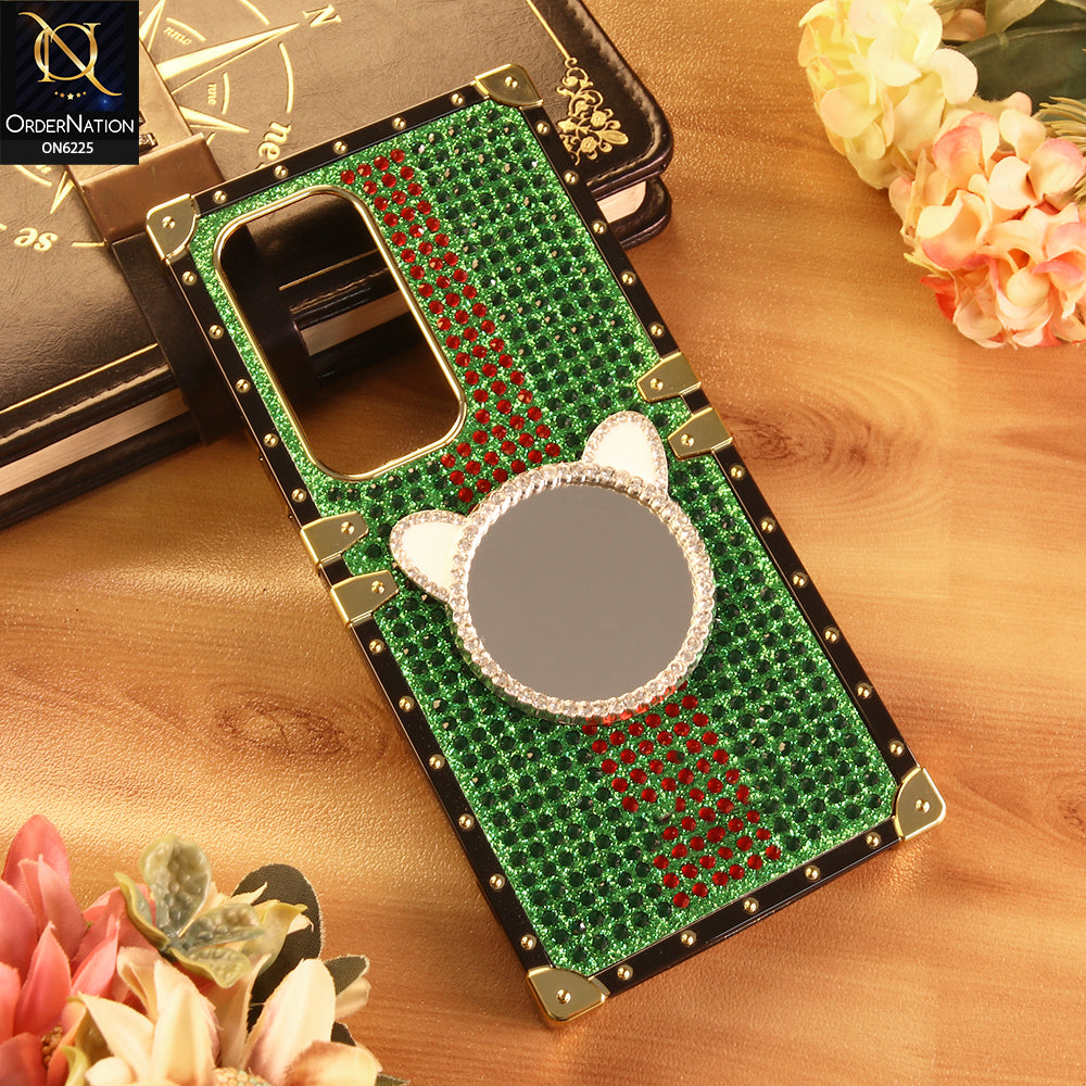 Infinix Hot 60 Pro Plus Cover -  Green - New Glamorous Bling Phone Cover with Crystal Animal Design Ring Holder