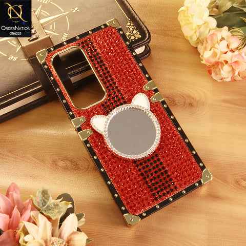 Infinix Hot 60 Pro Plus Cover -  Red - New Glamorous Bling Phone Cover with Crystal Animal Design Ring Holder