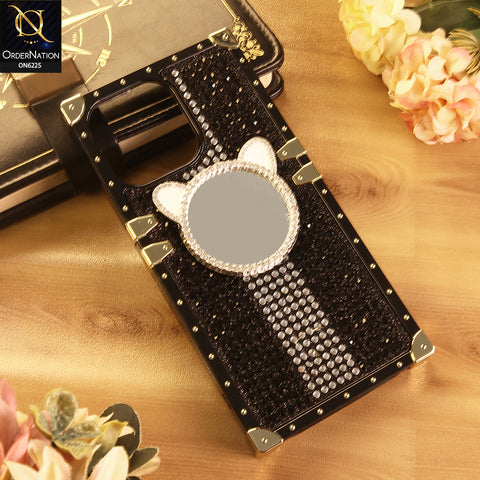 iPhone 16 Pro Max Cover -  Black - New Glamorous Bling Phone Cover with Crystal Animal Design Ring Holder
