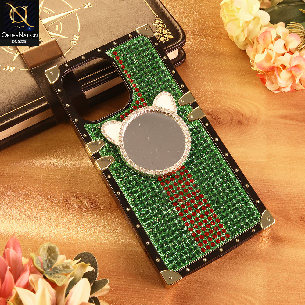 iPhone 14 Pro Max Cover -  Green - New Glamorous Bling Phone Cover with Crystal Animal Design Ring Holder