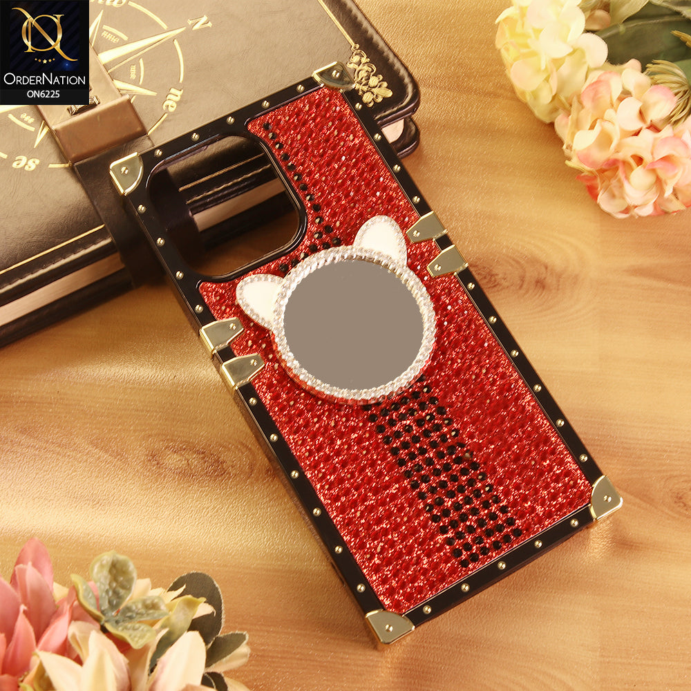 Infinix Smart 9 HD Cover -  Red - New Glamorous Bling Phone Cover with Crystal Animal Design Ring Holder