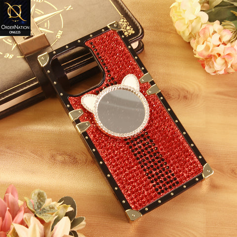 iPhone 14 Pro Max Cover -  Red - New Glamorous Bling Phone Cover with Crystal Animal Design Ring Holder