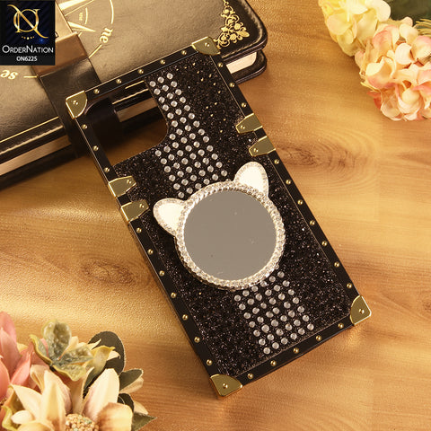 iPhone 15 Cover -  Black - New Glamorous Bling Phone Cover with Crystal Animal Design Ring Holder