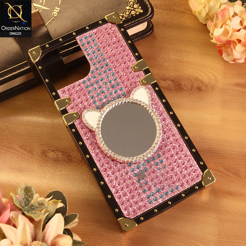 iPhone 15 Cover -  Pink - New Glamorous Bling Phone Cover with Crystal Animal Design Ring Holder