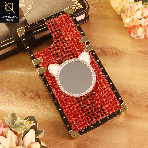 iPhone 15 Cover -  Red - New Glamorous Bling Phone Cover with Crystal Animal Design Ring Holder