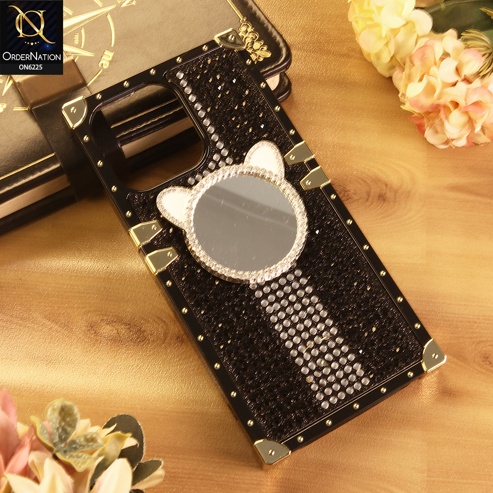 iPhone 16 Pro Max Cover -  Black - New Glamorous Bling Phone Cover with Crystal Animal Design Ring Holder