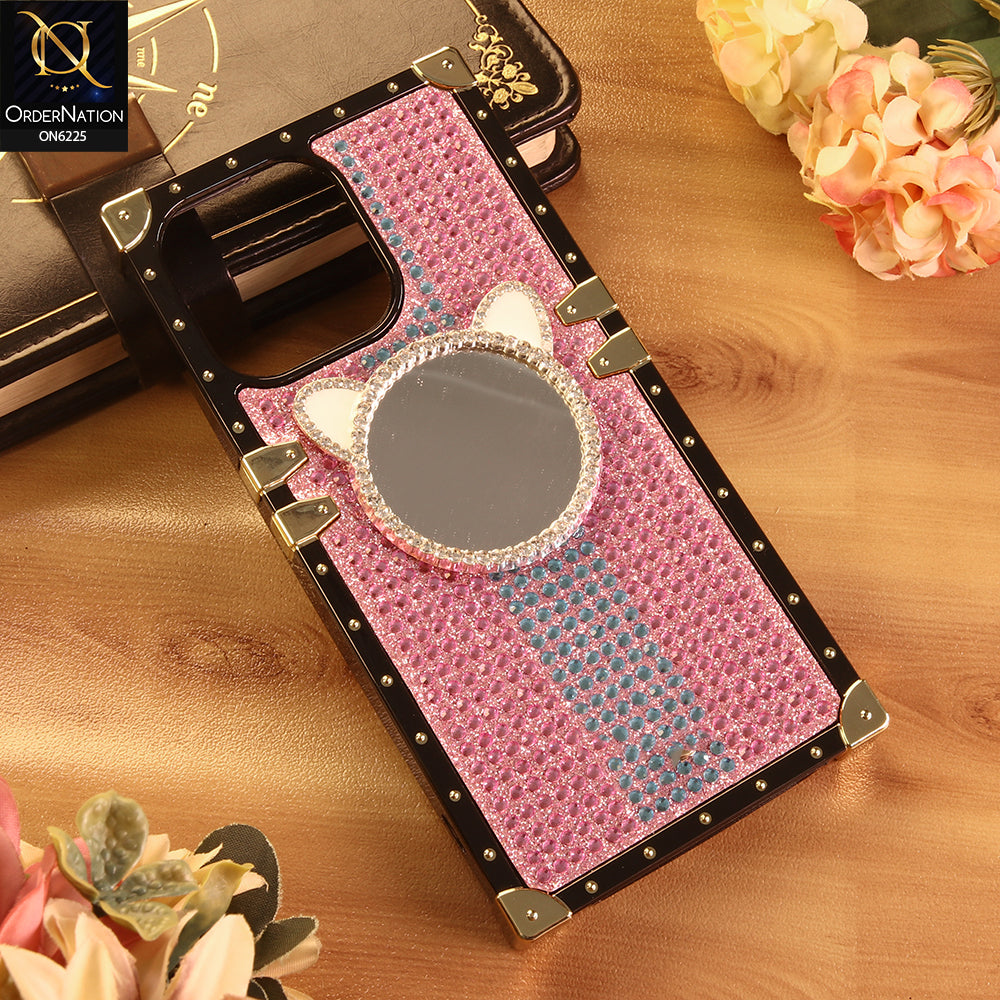 iPhone 16 Pro Max Cover -  Pink - New Glamorous Bling Phone Cover with Crystal Animal Design Ring Holder