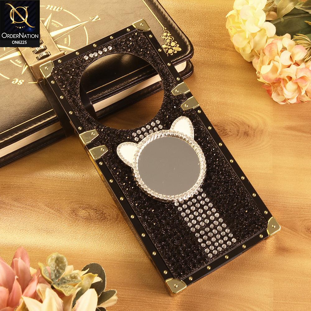 Xiaomi Poco C61 Cover -  Black - New Glamorous Bling Phone Cover with Crystal Animal Design Ring Holder
