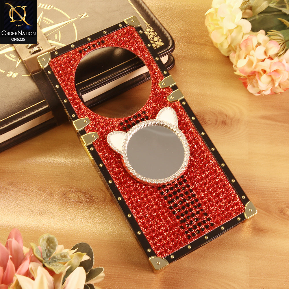 Xiaomi Poco C61 Cover -  Red - New Glamorous Bling Phone Cover with Crystal Animal Design Ring Holder