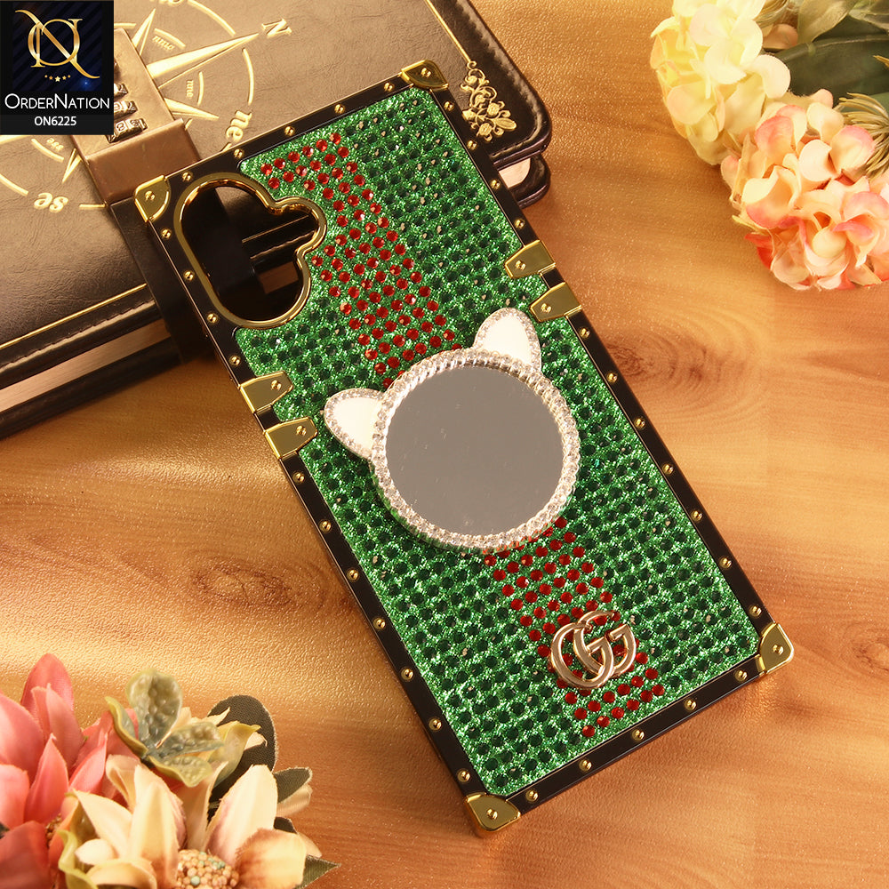 Samsung Galaxy M07 Cover -  Green - New Glamorous Bling Phone Cover with Crystal Animal Design Ring Holder