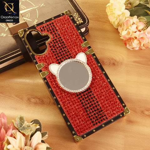 Samsung Galaxy M07 Cover -  Red - New Glamorous Bling Phone Cover with Crystal Animal Design Ring Holder