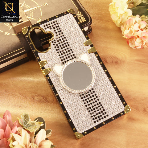 Samsung Galaxy M07 Cover -  White - New Glamorous Bling Phone Cover with Crystal Animal Design Ring Holder