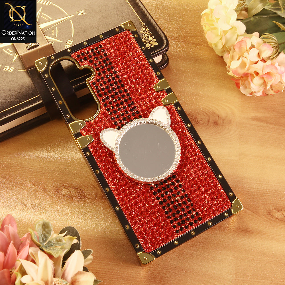 Samsung Galaxy M17 Cover -  Red - New Glamorous Bling Phone Cover with Crystal Animal Design Ring Holder