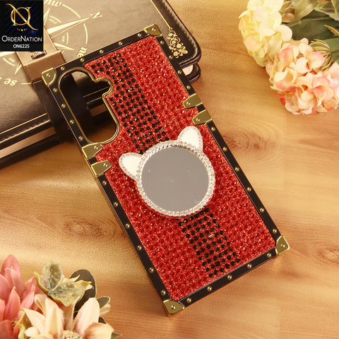Samsung Galaxy M17 Cover -  Red - New Glamorous Bling Phone Cover with Crystal Animal Design Ring Holder