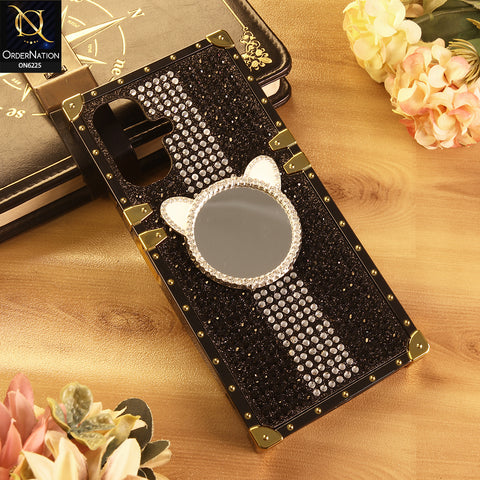 Infinix Smart 10 Cover -  Black - New Glamorous Bling Phone Cover with Crystal Animal Design Ring Holder
