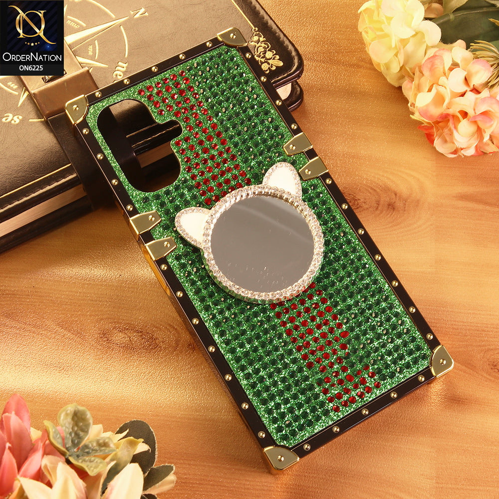 Infinix Smart 10 Cover -  Green - New Glamorous Bling Phone Cover with Crystal Animal Design Ring Holder
