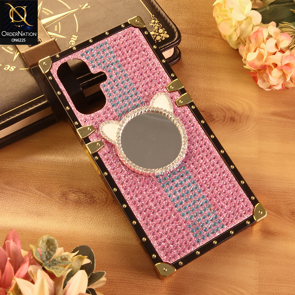 Infinix Smart 10 Cover -  Pink - New Glamorous Bling Phone Cover with Crystal Animal Design Ring Holder