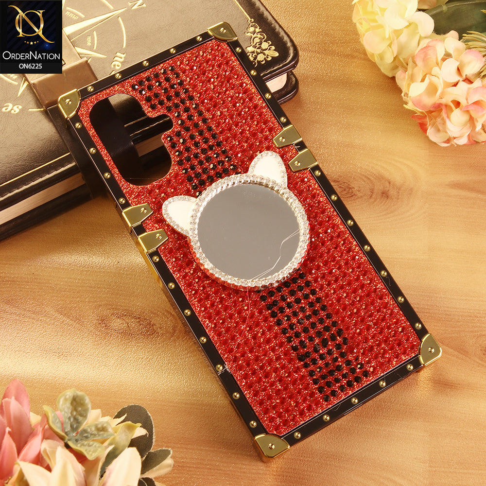 Infinix Smart 10 Cover -  Red - New Glamorous Bling Phone Cover with Crystal Animal Design Ring Holder