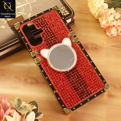 Infinix Smart 10 Cover -  Red - New Glamorous Bling Phone Cover with Crystal Animal Design Ring Holder