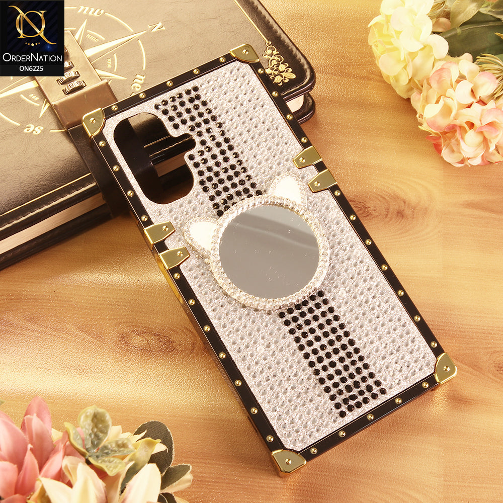 Infinix Smart 10 Cover -  White - New Glamorous Bling Phone Cover with Crystal Animal Design Ring Holder