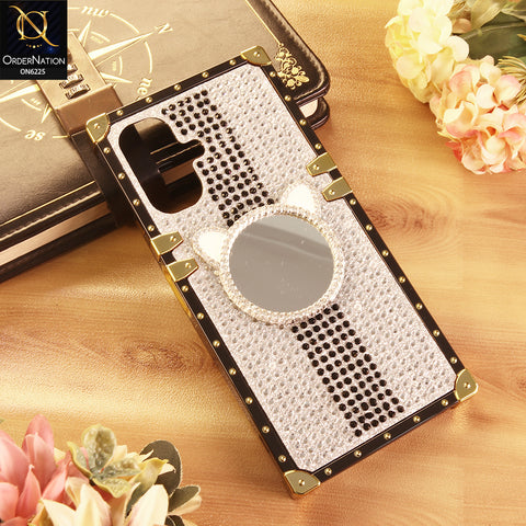 Infinix Smart 10 Cover -  White - New Glamorous Bling Phone Cover with Crystal Animal Design Ring Holder