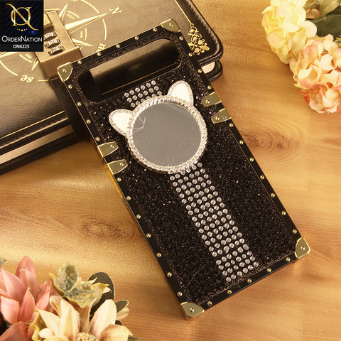Infinix Smart 10 Plus Cover -  Black - New Glamorous Bling Phone Cover with Crystal Animal Design Ring Holder