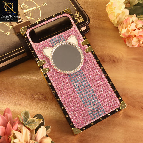 Infinix Smart 10 Plus Cover -  Pink - New Glamorous Bling Phone Cover with Crystal Animal Design Ring Holder
